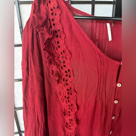 Free People Snow Angel mini boho maroon oversized shapeless dress Elegant SZ/L - Picture 13 of 13